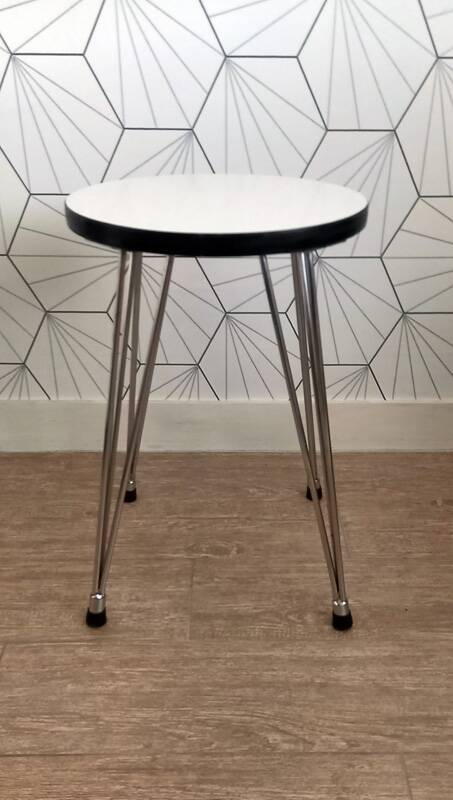 Vintage “SIF” round stool in formica and Eiffel legs.