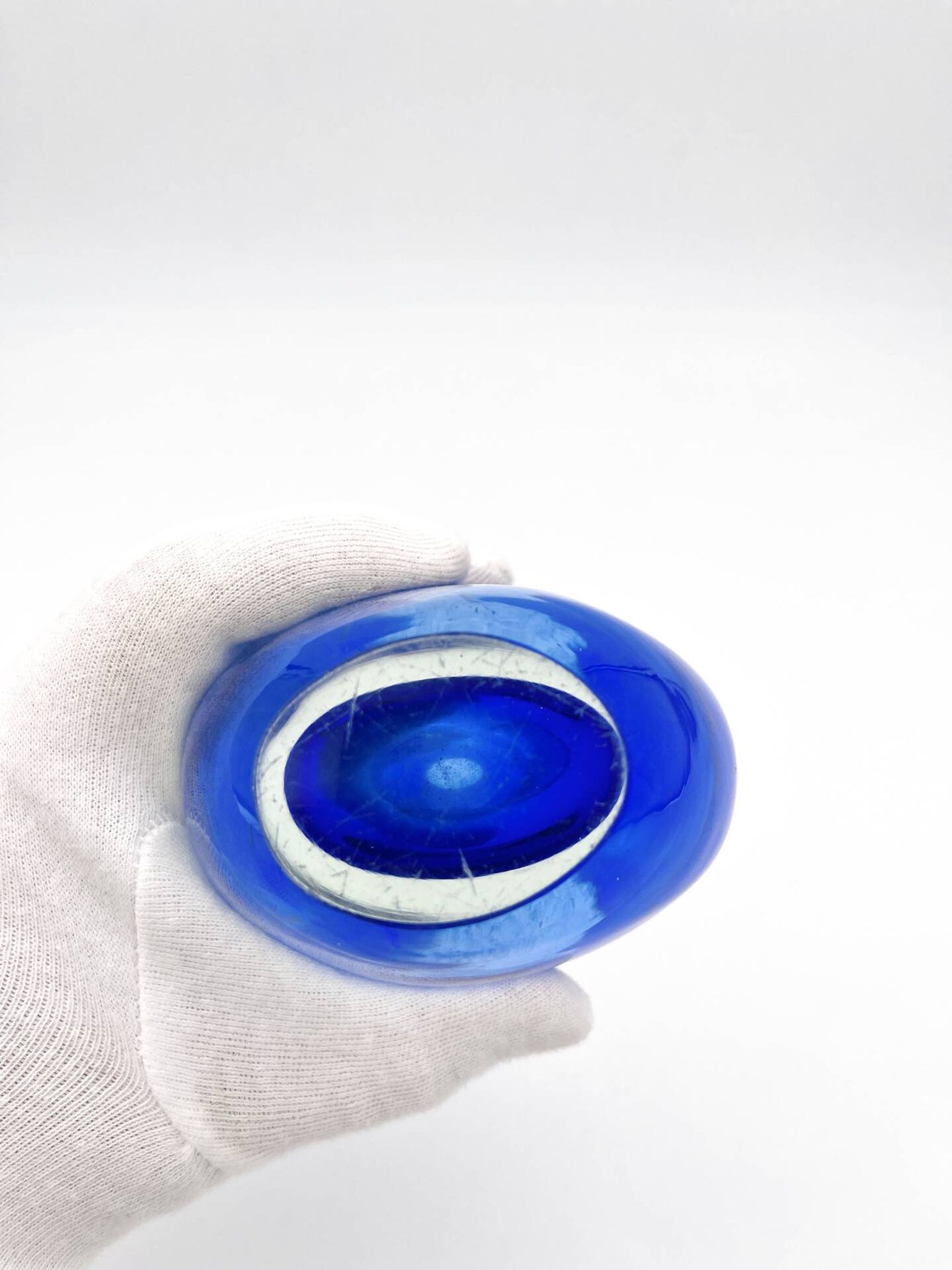 Murano Sommerso Cobalt Blue Vase 11cm 1kg Vintage Art Glass Design 60s