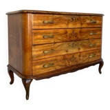 Italian art deco burl walnut chest of drawers, 1930s/1940s