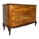 Italian art deco burl walnut chest of drawers, 1930s/1940s