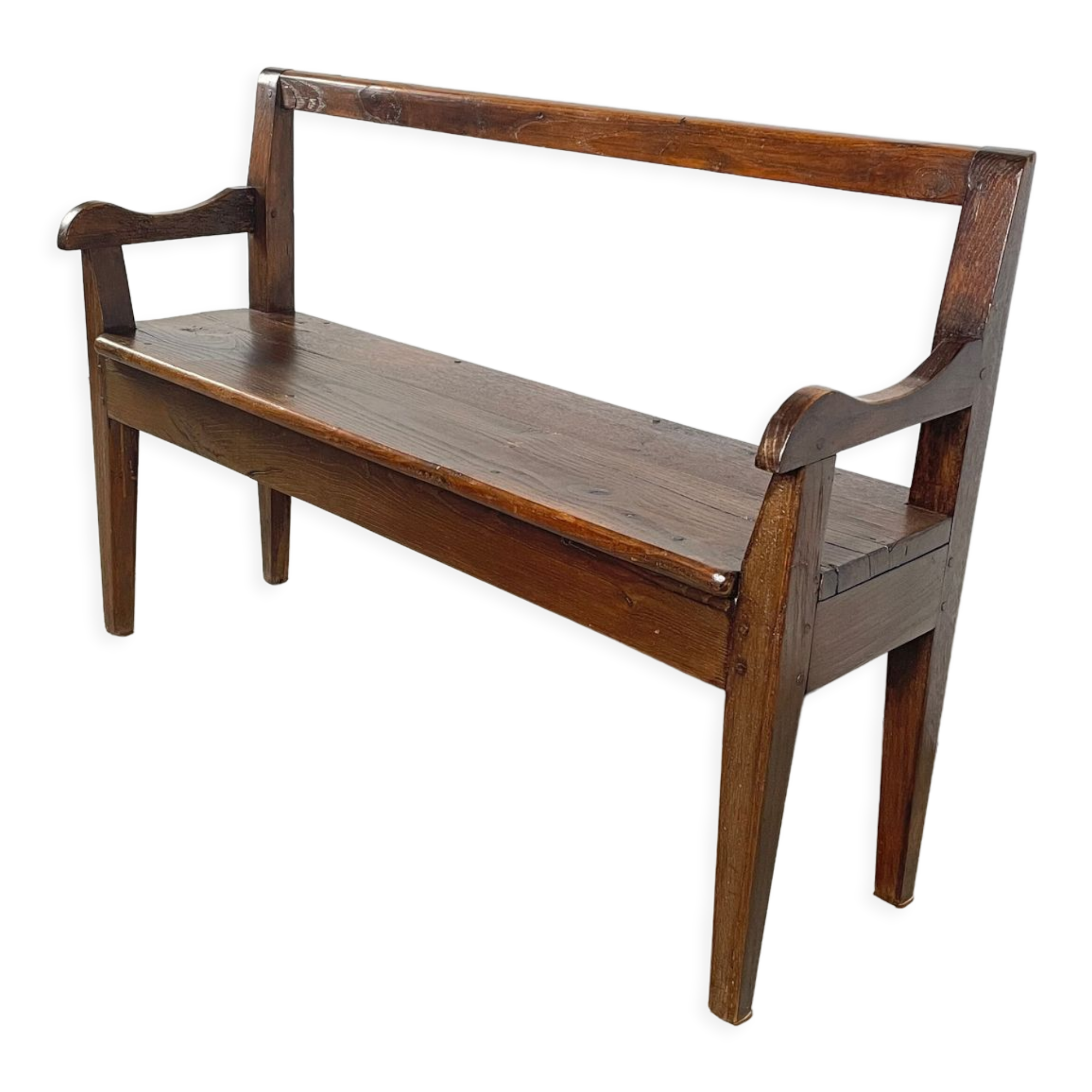 Solid oak bench. Folk art