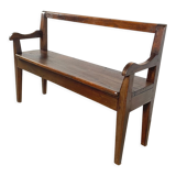 Solid oak bench. Folk art