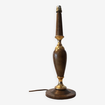 Le Tanneur 1960 lamp stand in leather and gilded brass