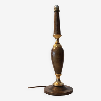 Pied de lampe Le Tanneur 1960 en cuir et laiton doré