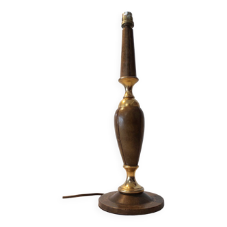 Le Tanneur 1960 lamp stand in leather and gilded brass