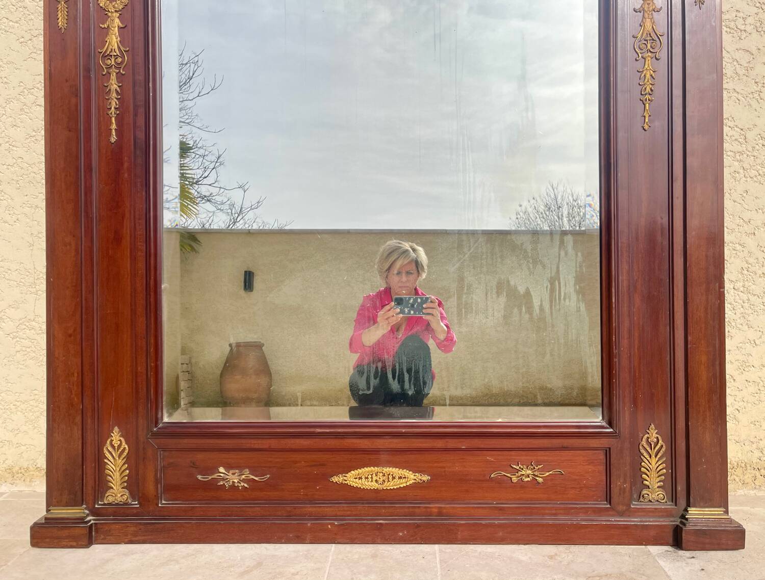 Large Empire Style Mahogany Mirror - H 2m33