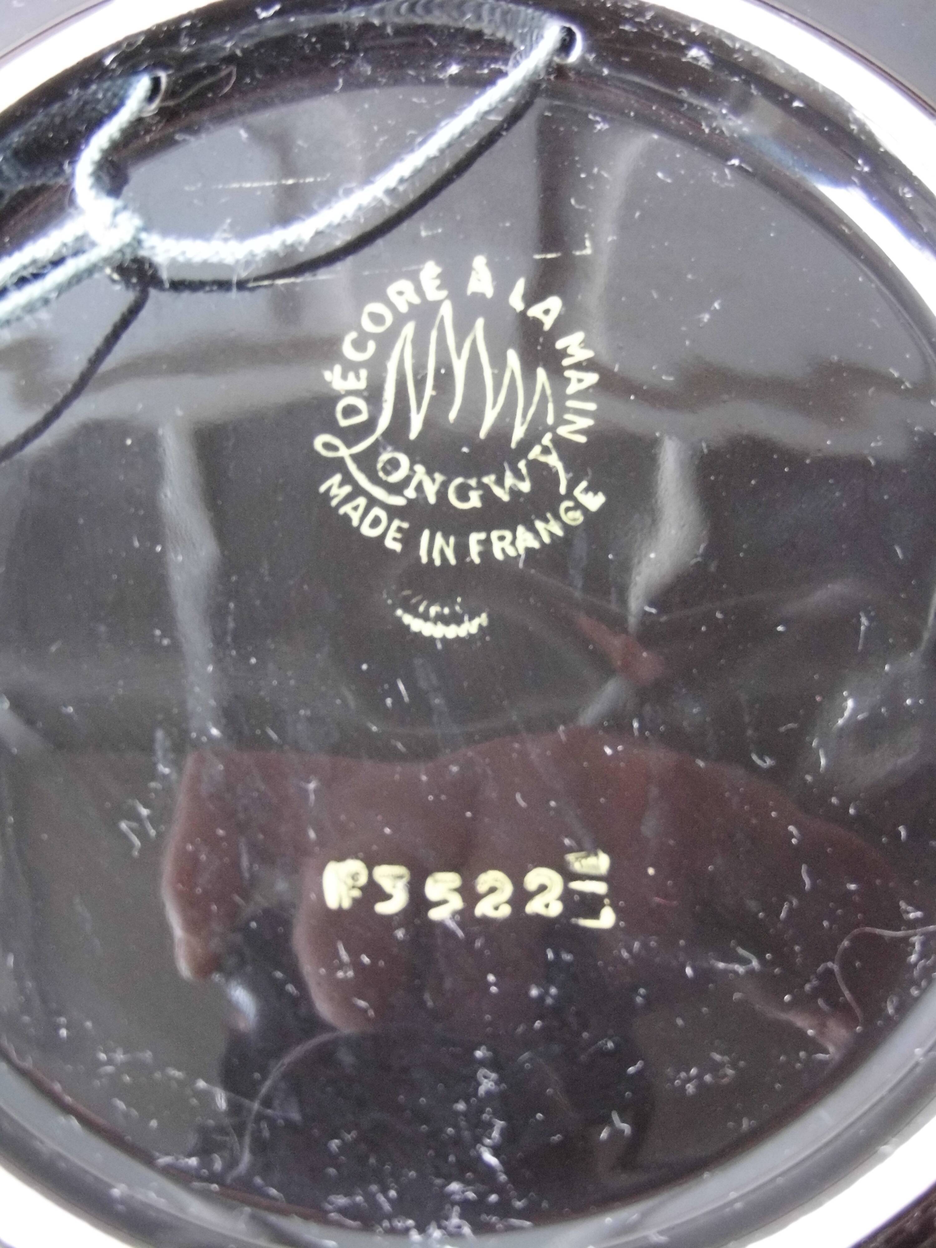 "Wheel Mill" décor plate in earthenware, Longwy enamels, 60s/70s Vintage