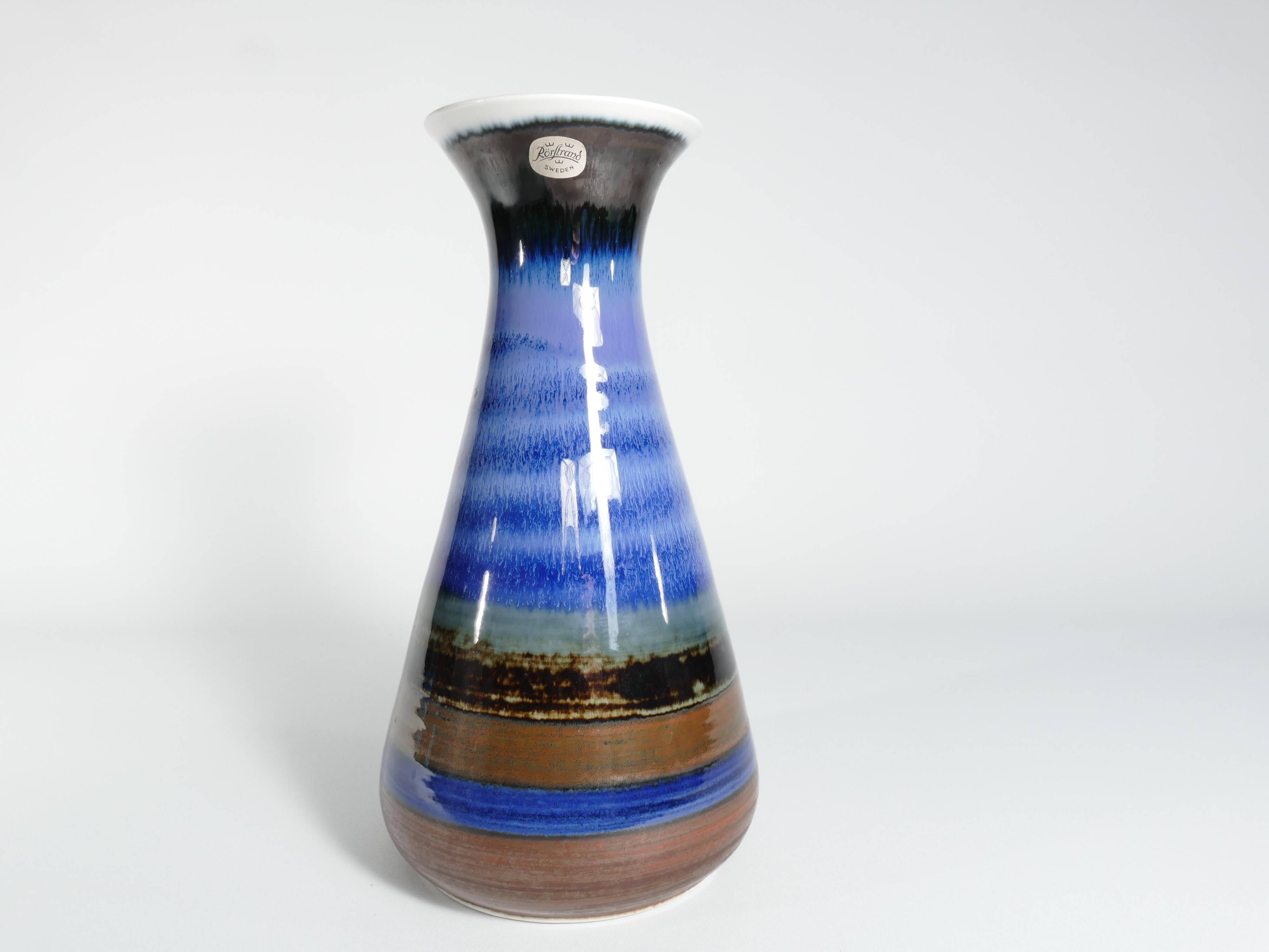 Large Polychrome Stoneware Vase by Gösta Millberg, Rörstrand, Sweden, 1960s