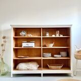 Large antique school wardrobe/bookshelf in solid pine – 1950