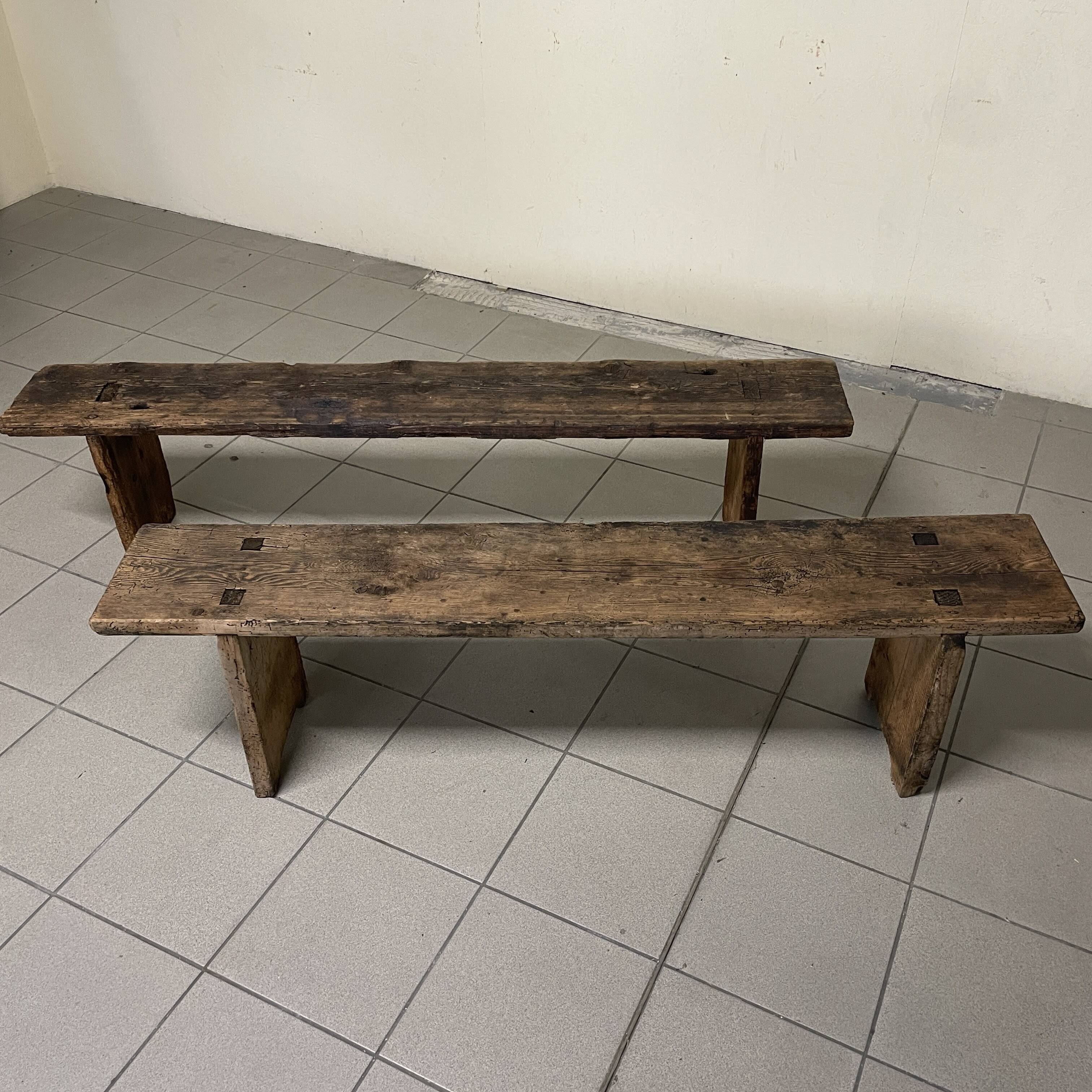 Pair of rustic benches, early 1900s