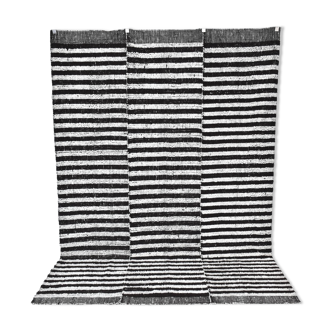 Tapis rayé en laine épaisse fait main 7x10, 206x295 cm