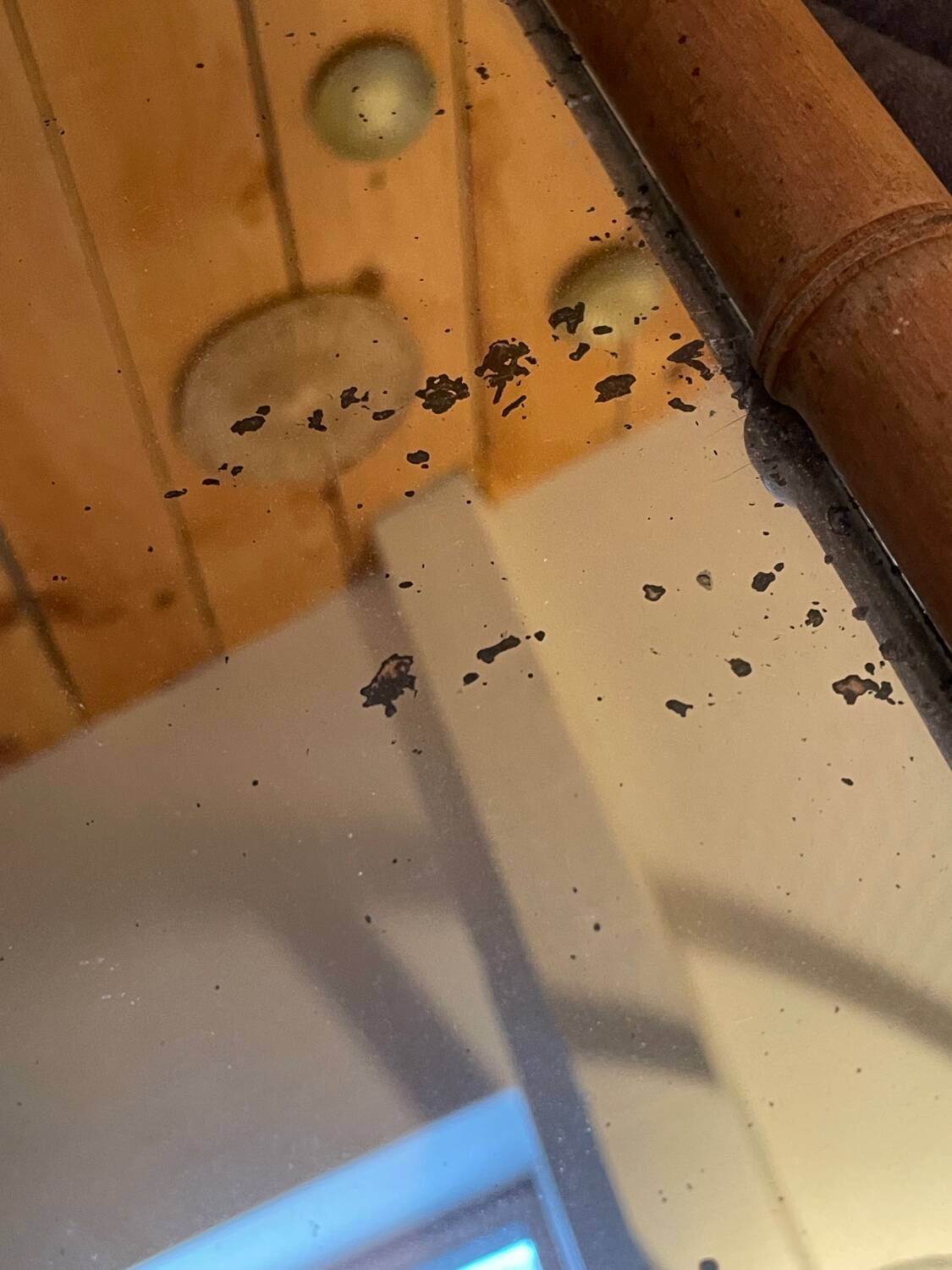 Carved wooden mirror in a bamboo style