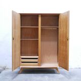 Vintage wardrobe in wood and rattan