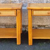 Pair of Maugrion bedside tables for Roche Bobois, bamboo, rattan 70s