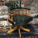 Chesterfield office chair swivelling leather - adjustable height