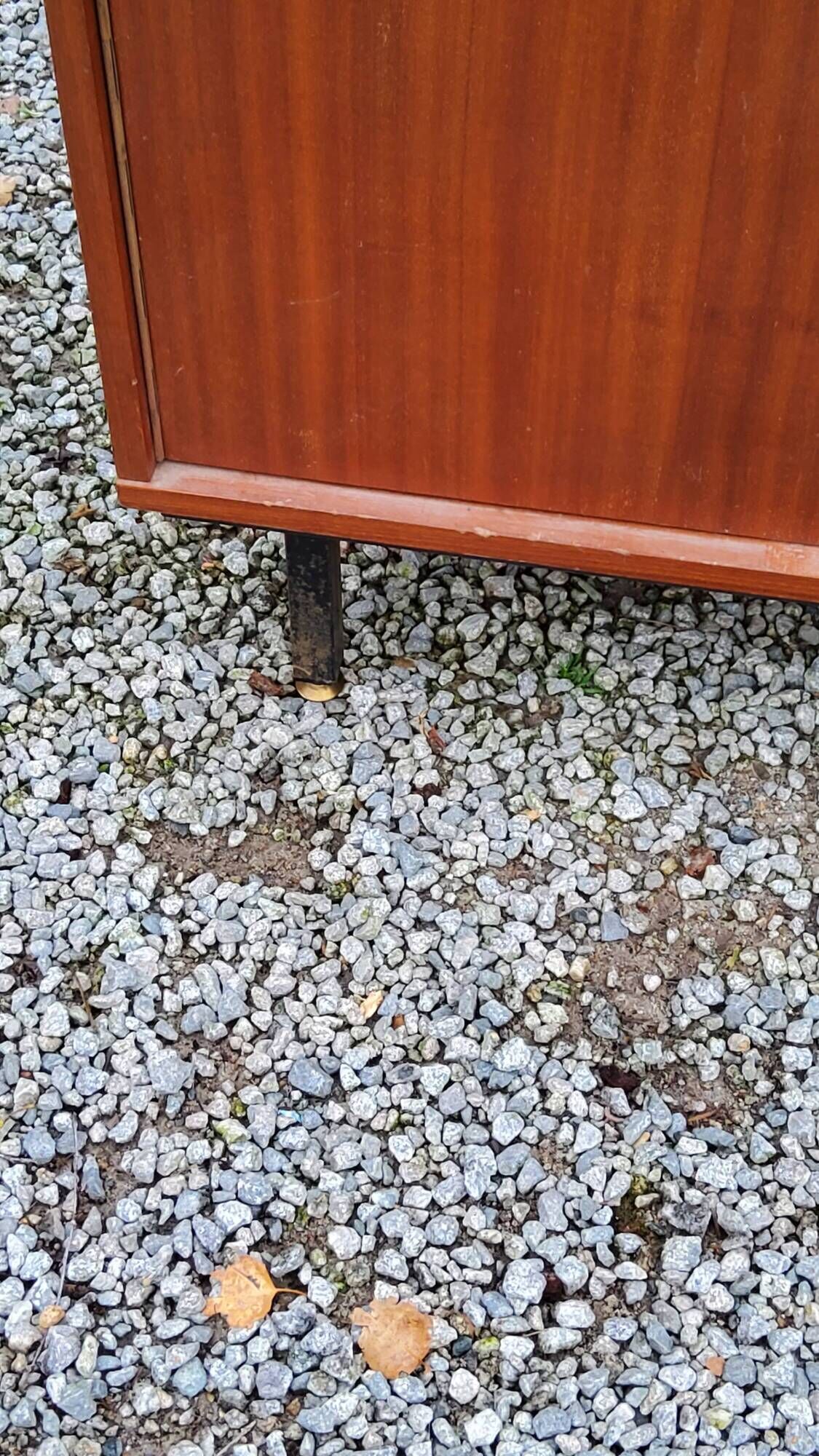 Pair of vintage mahogany sideboards with square metal legs from the 60s