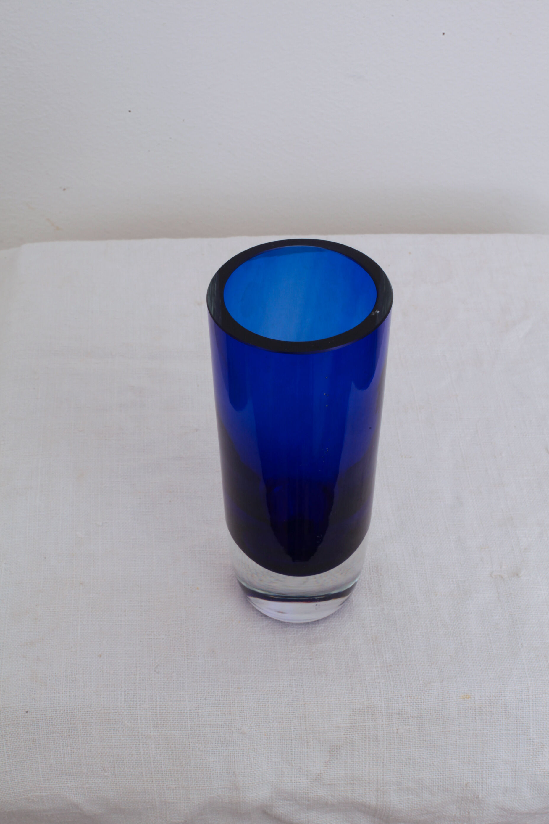 Thick blue glass vase