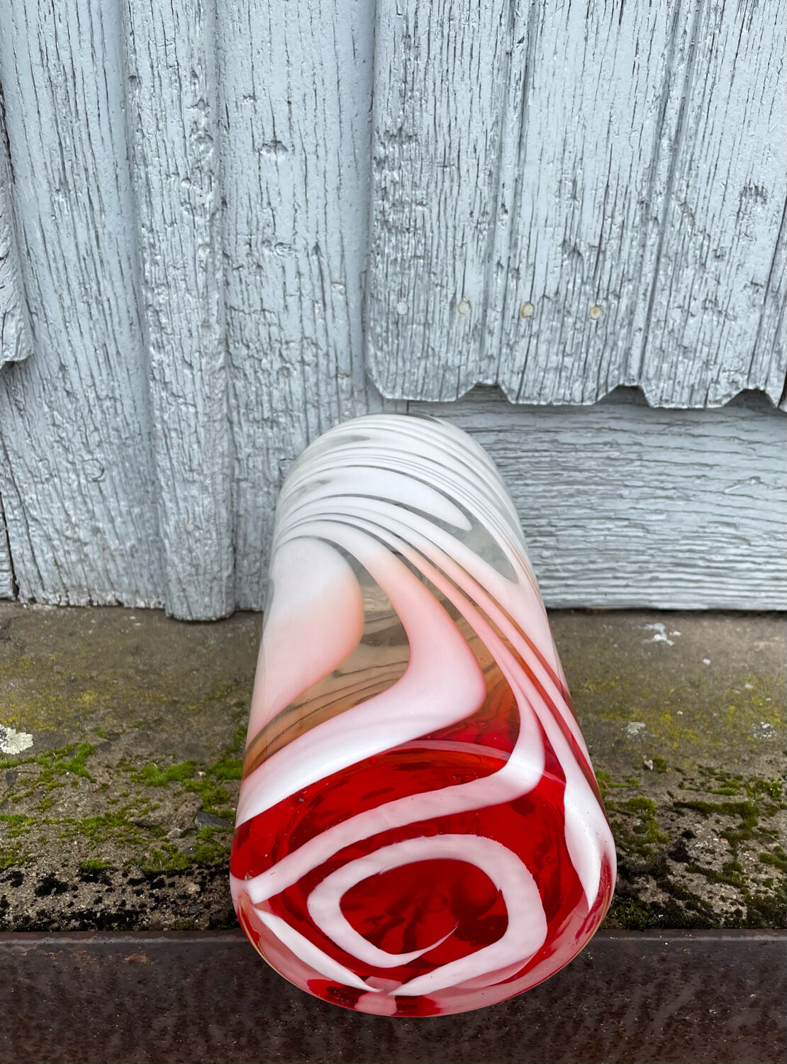 Mid Century modern hand blown “Flame glass vase