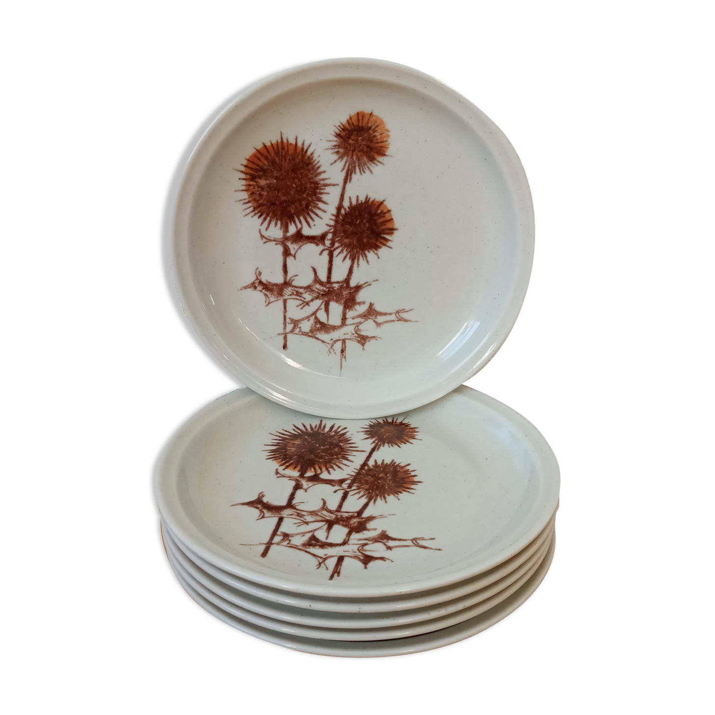 Six sandstone dessert plates