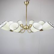 Brass and glass ten-arm chandelier from the mid-century, 1960s.