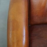 Cognac-Colored Sheepskin Leather Club Chair