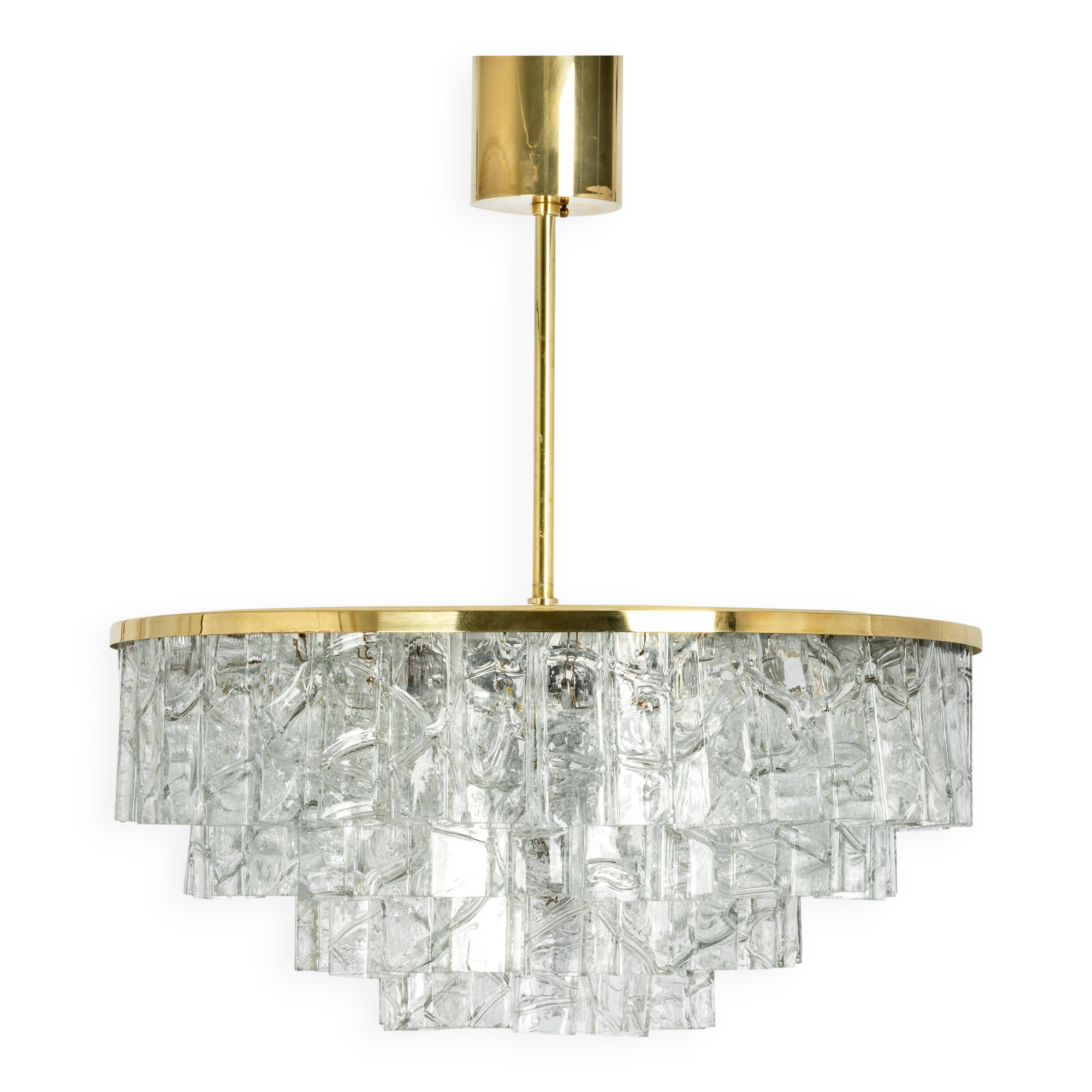 Doria Chandelier Mid-Century Frosted Glass, 1960s, Germany