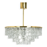 Doria Chandelier Mid-Century Frosted Glass, 1960s, Germany