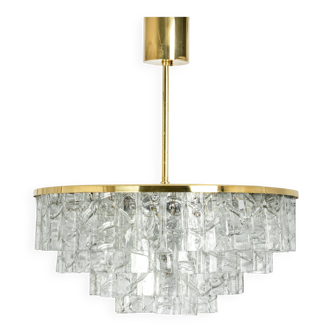 Doria Chandelier Mid-Century Frosted Glass, 1960s, Germany