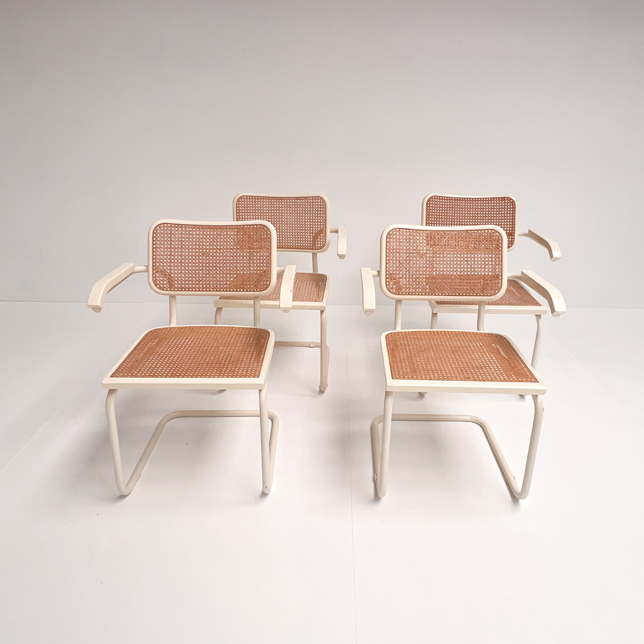 Set of 4 webbing Italian design chairs, 1980s