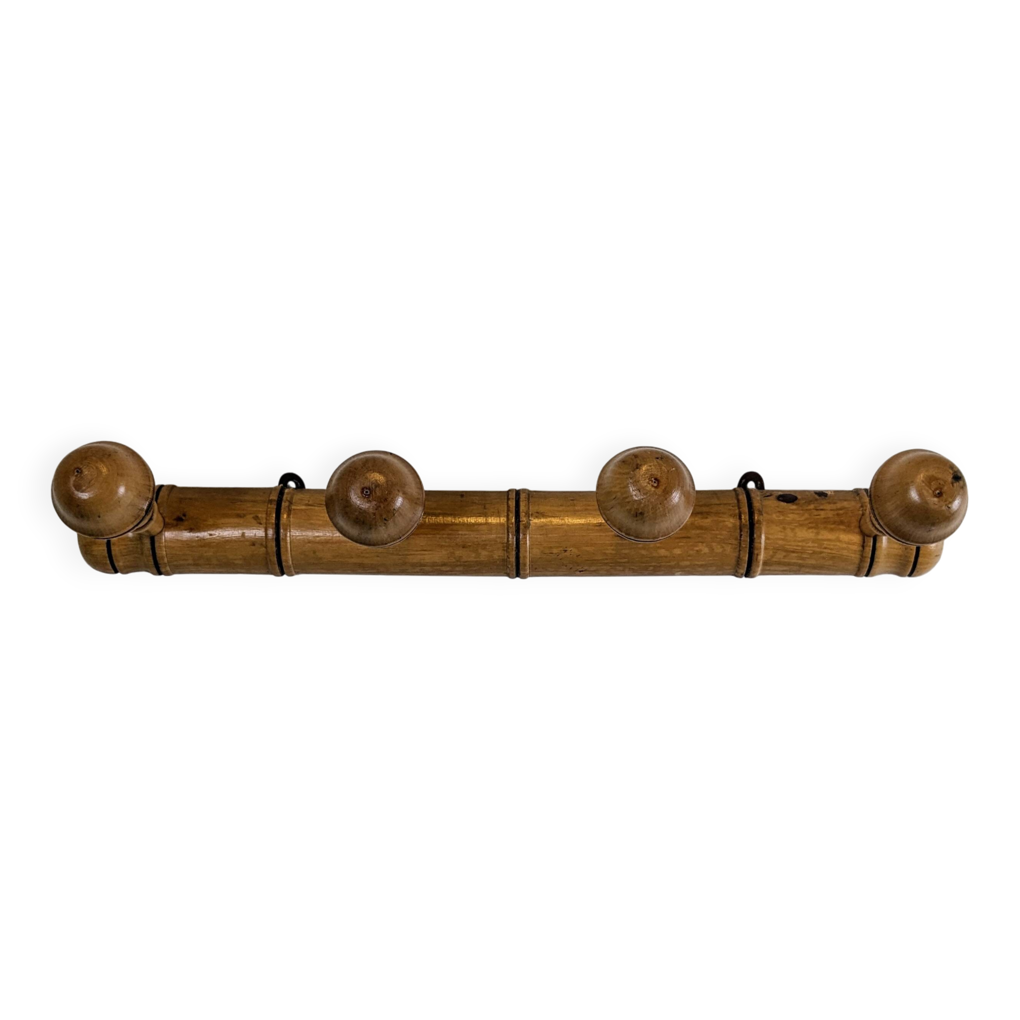 Vintage bamboo wall hook with 4 hooks – bohemian chic style
