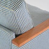 Blue houndstooth square armchairs