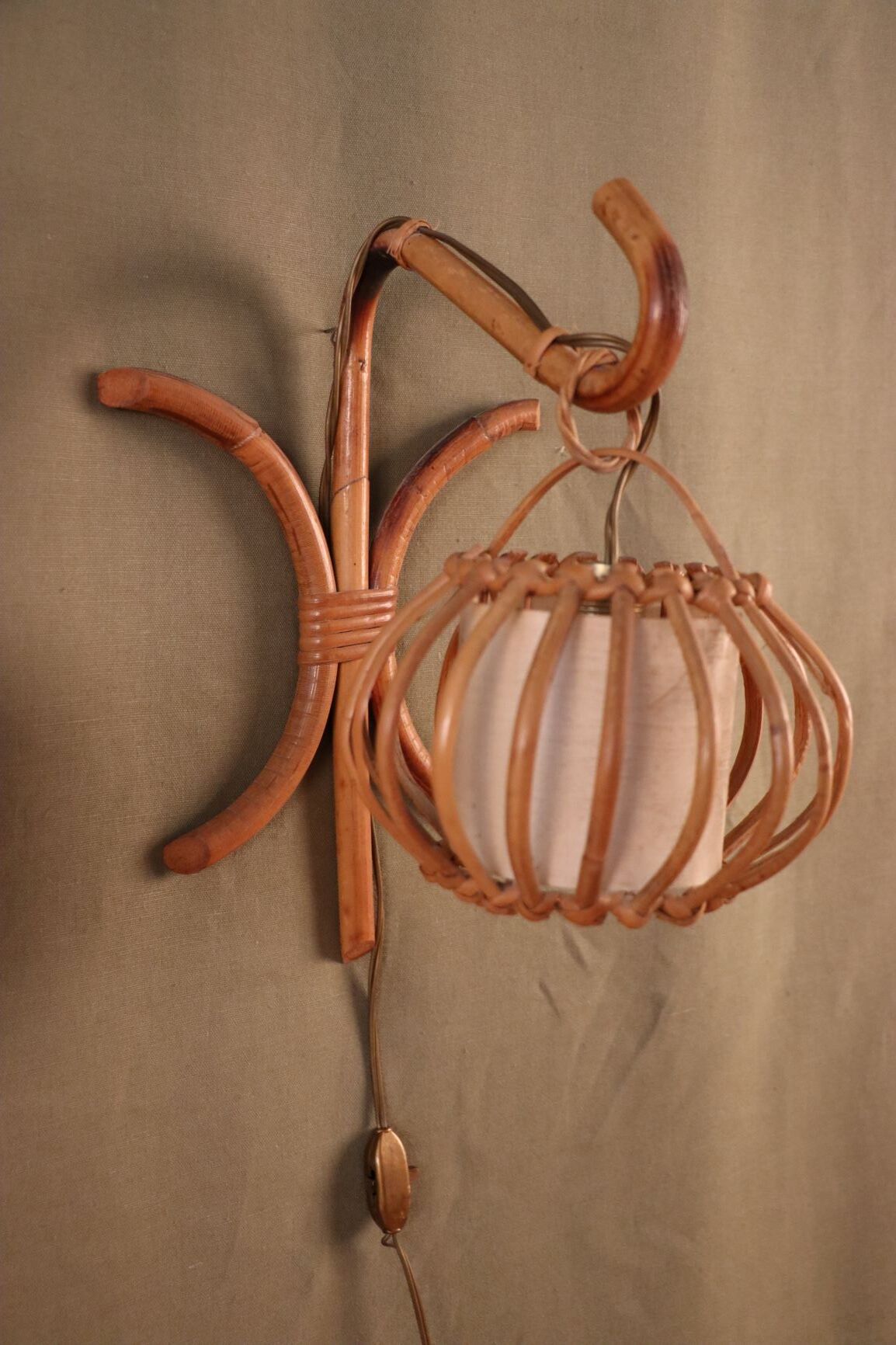 Pair Rotin Murale wall light