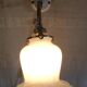 Swan neck wall light in brass, porcelain and opaline - mid 20th century.