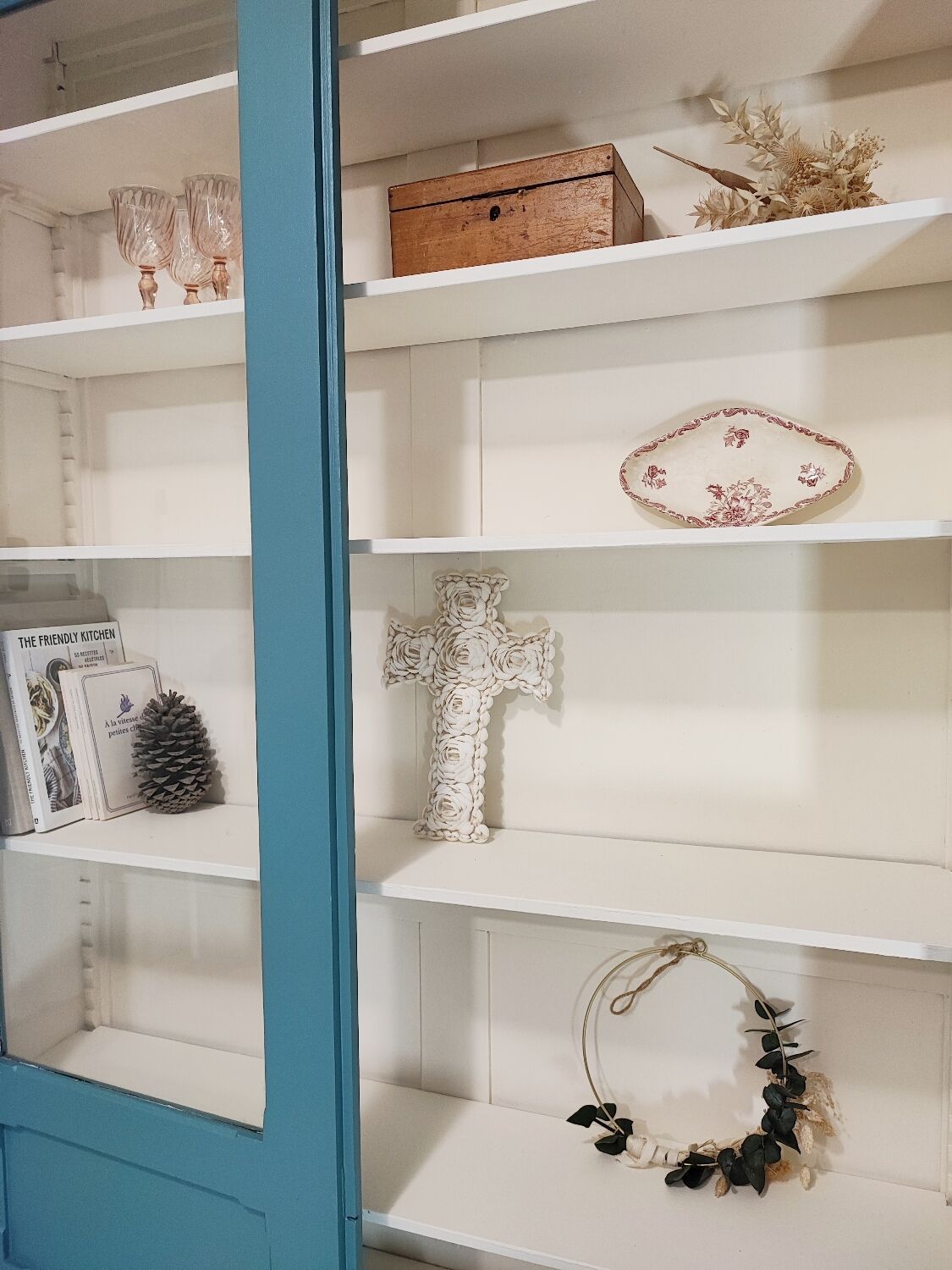 Blue vintage bookcase