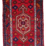 Handmade vintage Persian Hamadan rug 3.2' x 6.2' (100cm x 191cm) 1970s