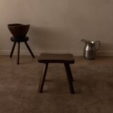 Vintage wooden wave stool · rustic low side table
