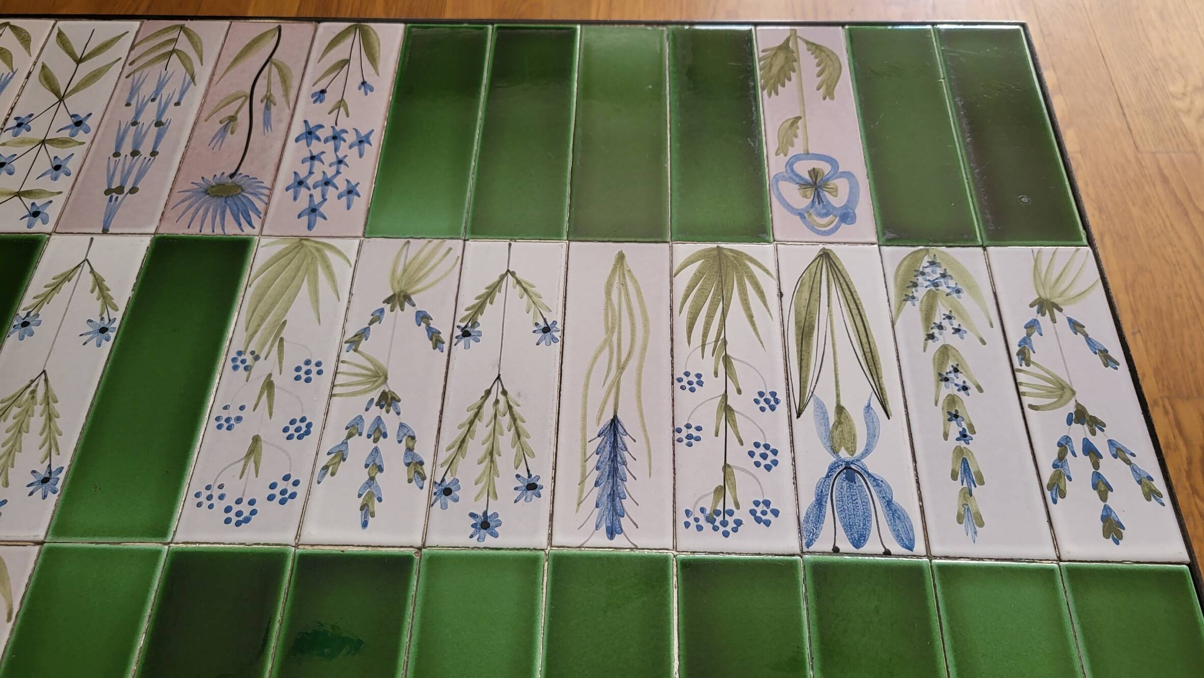 Roger Capron table in glazed green ceramic, France, vintage design.