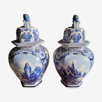 Two Delft earthenware vases