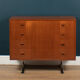 Retro teak 1960s danish chest of drawers on metal legs