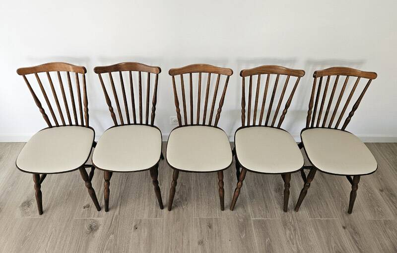 Lot de 5 chaises estampillées Baumann modèle Boston - années 70.