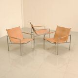 3 "SZ02" armchairs in natural beige leather by Martin Visser for Spectrum 60's