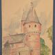 French school 20th century "The castle tower" watercolor