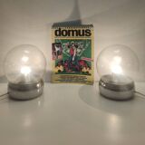 Pair of Vintage Glass and Metal Table Lamps "Vieste" by GPA Monti for Candle