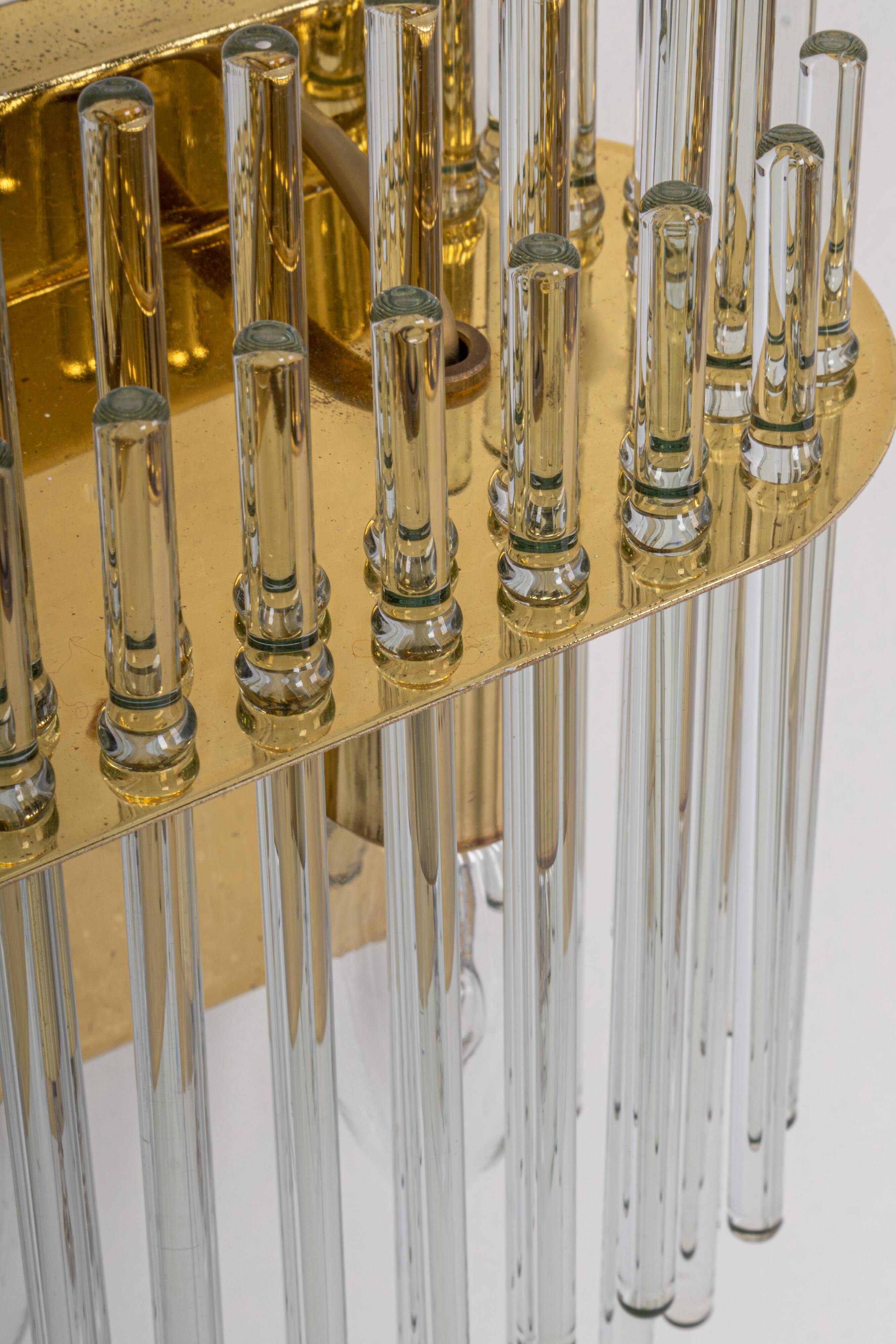 Pairs of wonderful wall lights with crystal rods, Italy, 1970s.