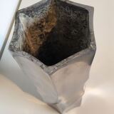 Silver metal hexagonal vase