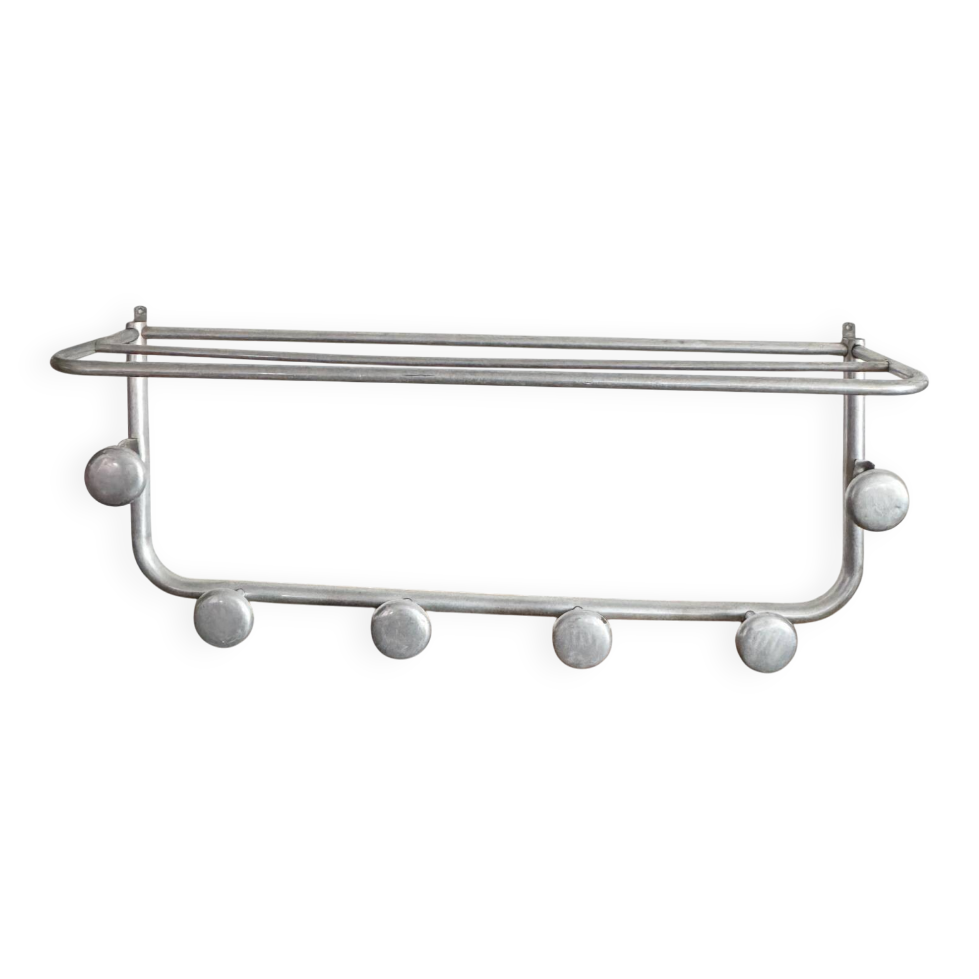 Vintage wall-mounted aluminum coat rack