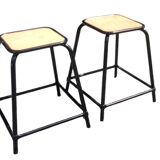 Pair of vintage industrial workshop stools