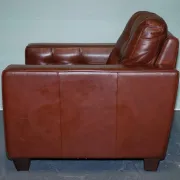 Vintage Minimalist Brown Leather Buttoned Armchair