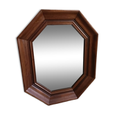 Vintage octagonal mirror in solid wood