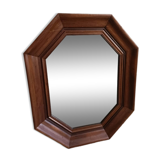 Miroir vintage octogonal bois massif